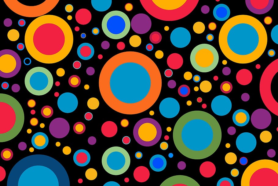 round purple, orange, and yellow graphic illustration, wallpaper HD wallpaper