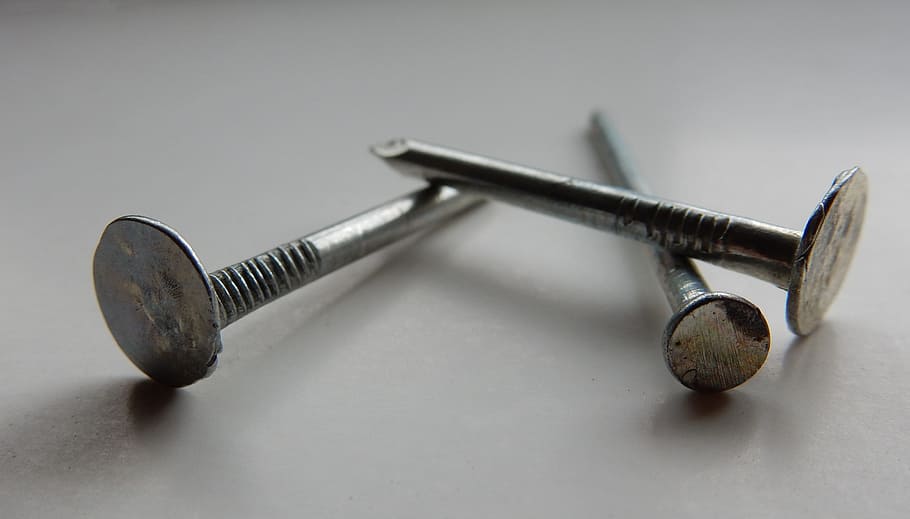 3 Flat Head Nails Close Up Photography, carpentry, close-up, sharp HD wallpaper
