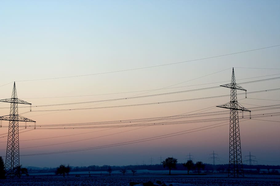 power poles, power line, current, upper lines, reinforce, power supply HD wallpaper