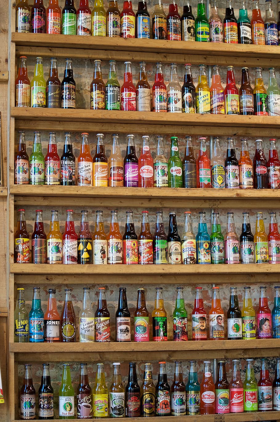 soda, pop, wall, bottles, fizzy, cola, carbonated, sodapop, HD wallpaper