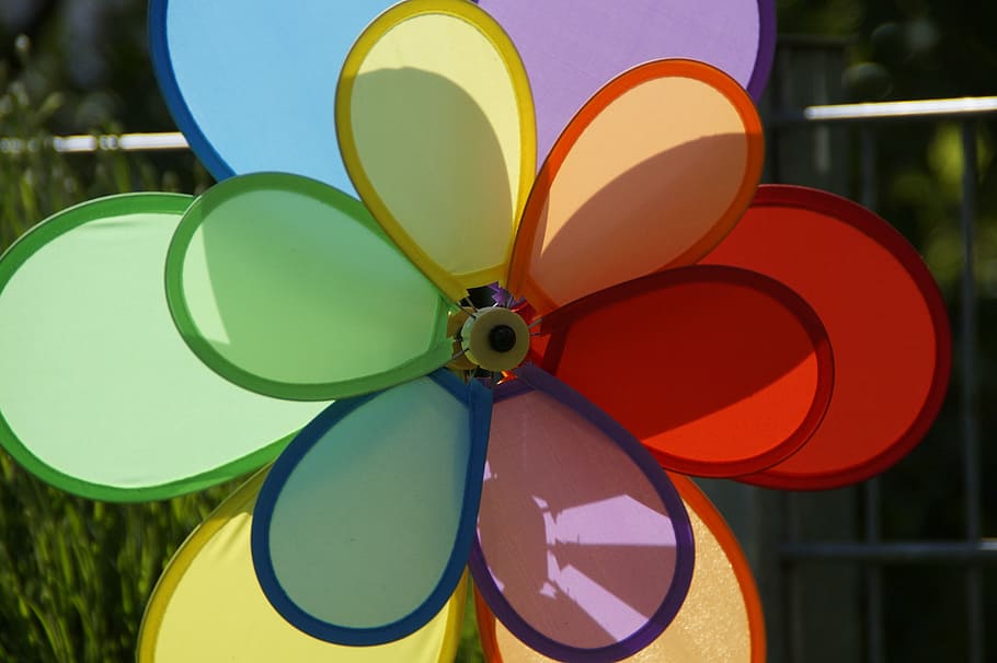 pinwheel, colorful, child, children, deco, garden, wind, turn, HD wallpaper
