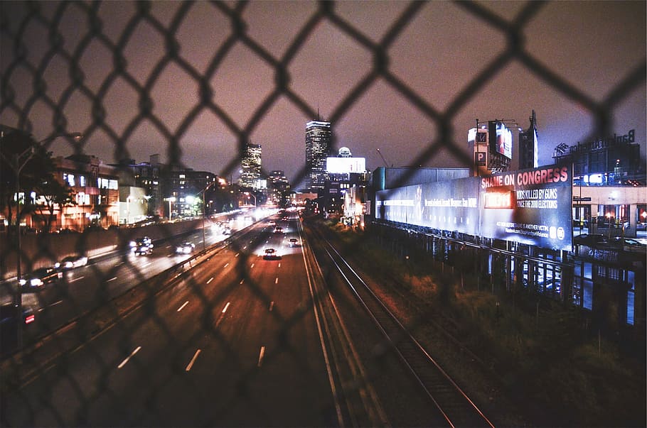 timelapse photography of cars running on road at night, chain HD wallpaper
