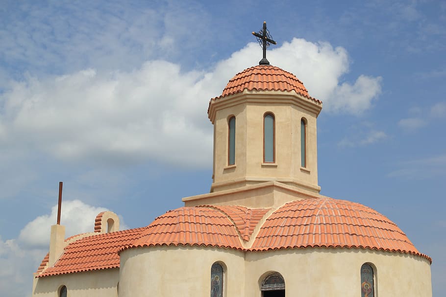 romania, monastery, construction, cross, roof, tower, architecture HD wallpaper