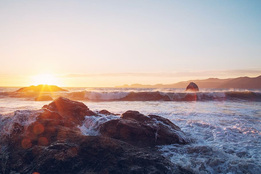 timelapse photo of body of water, coast, shore, ocean, sea HD wallpaper