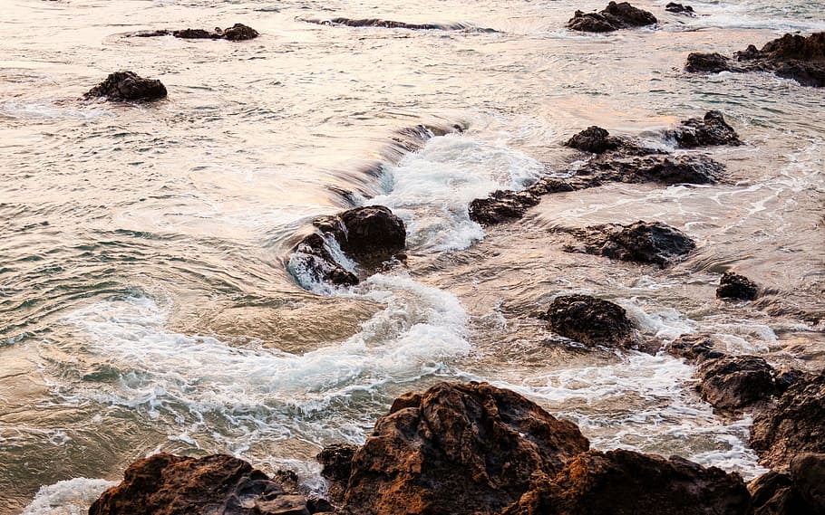 water splash on rocks, sea, ocean, waves, nature, coastline HD wallpaper