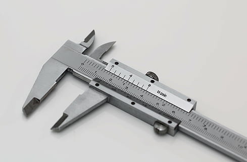 silver caliper on white surface, vernier caliper, measuring instrument HD wallpaper