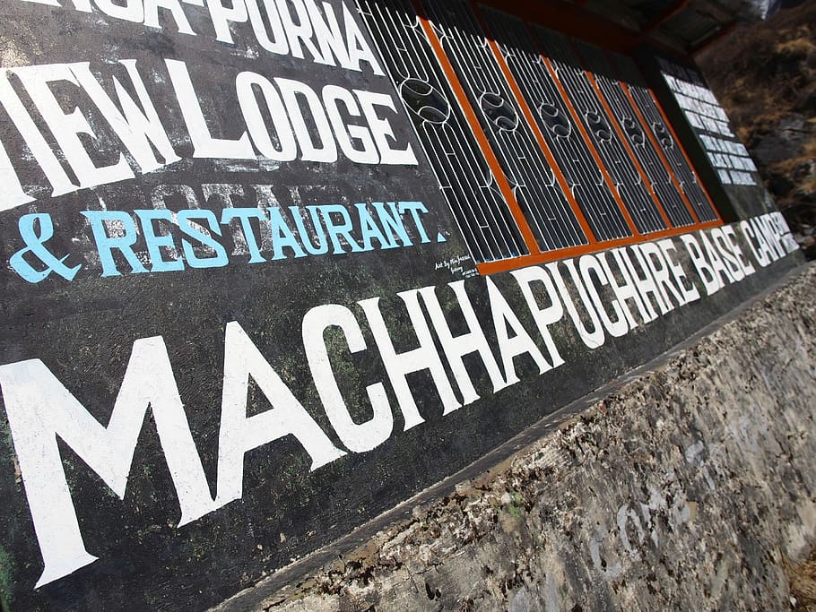Signboard, Basecamp, Machhapuchchhre, mount, climbing, himalayas, HD wallpaper