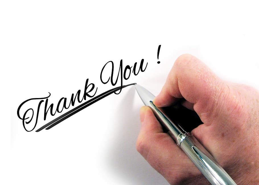 Thank You! greetings, hand, leave, pen, paper, letters, thank you very much, HD wallpaper