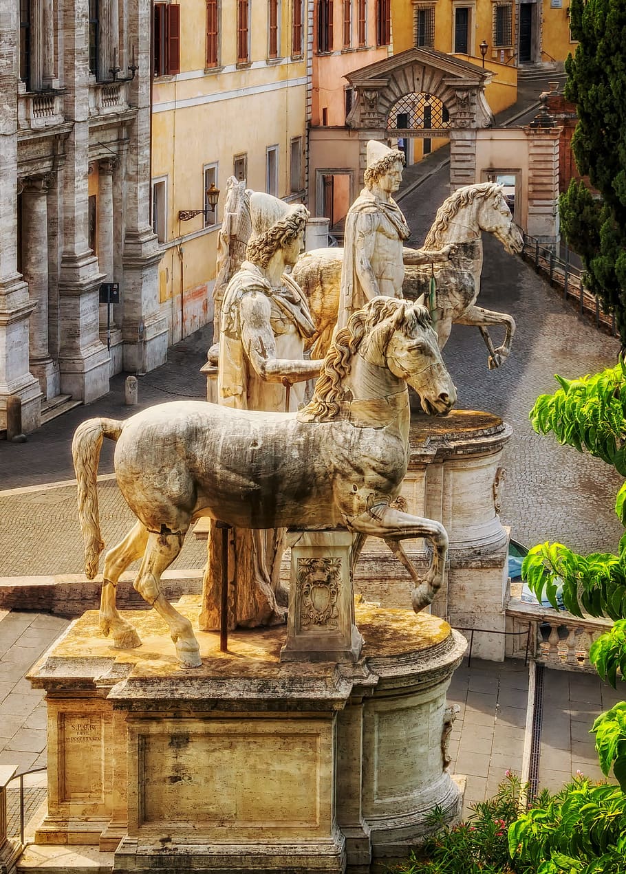 Statues, Sculptures, Artwork, Rome, italy, courtyard, beautiful HD wallpaper