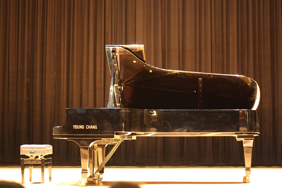 Piano, Concours, Stage, music, musical Instrument, chair, indoors, HD wallpaper