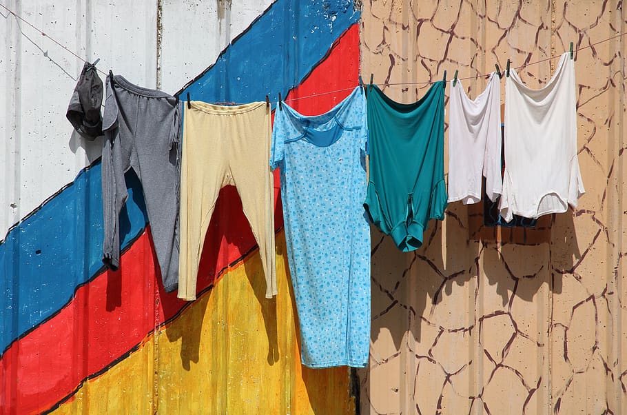 morocco, safi, laundry, drying, clothes, colourful, washing