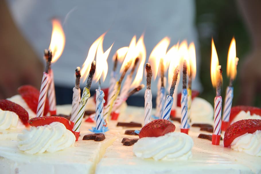 assorted cake candles, birthday, celebration, eat, cream, red, HD wallpaper