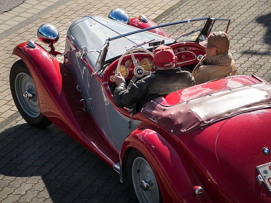 Oldtimer, Auto, Bmw, Classic, Automotive, spotlight, red, cabriolet HD wallpaper