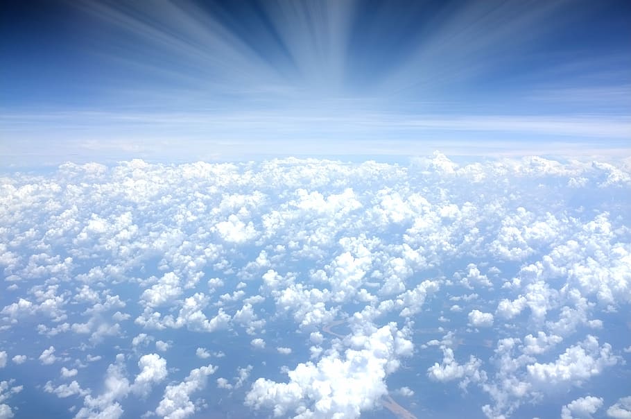 aerial photograph of clouds, top view of white clouds during daytime HD wallpaper