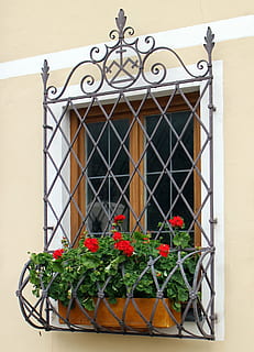 security, protection, home, window, grid, window grilles, wrought iron HD wallpaper