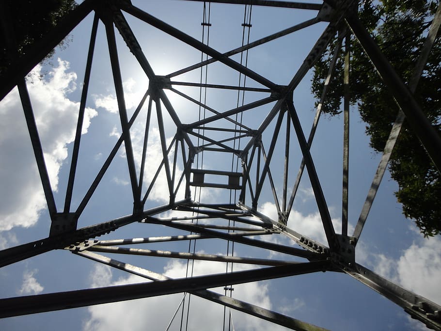 bridge, iron, cables, sky, clouds, sri lanka, peradeniya, ceylon HD wallpaper
