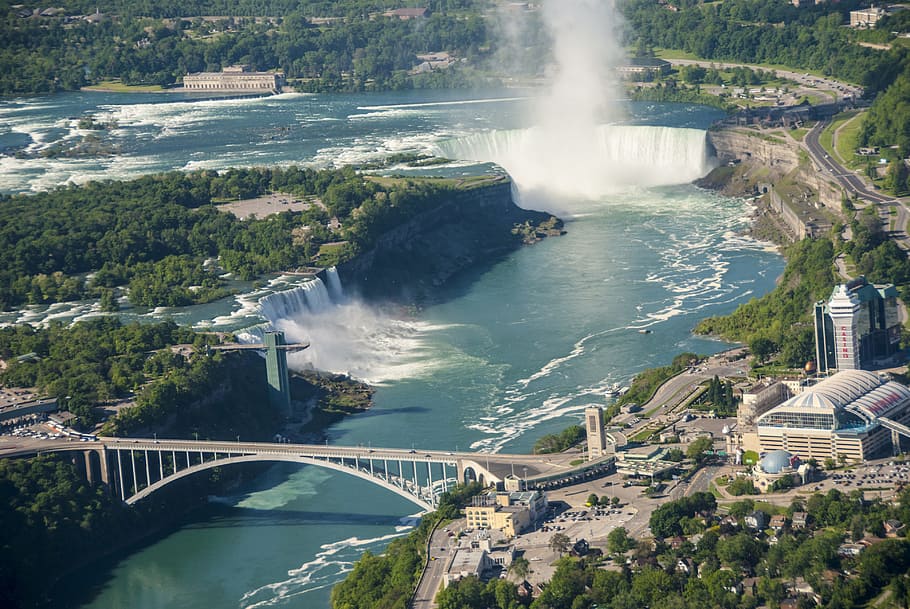 aerial photo of Niagara falls during daytime, canada, usa, travel