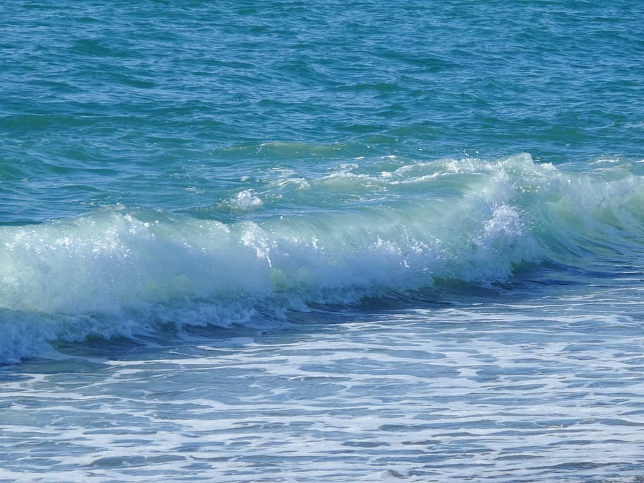 Sea, Wave, Blue, Beach, Outdoor, seascape, ocean, ocean wave HD wallpaper