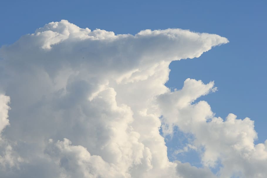 anvil cloud, large, tall, stacked, white, flat topped, sky HD wallpaper