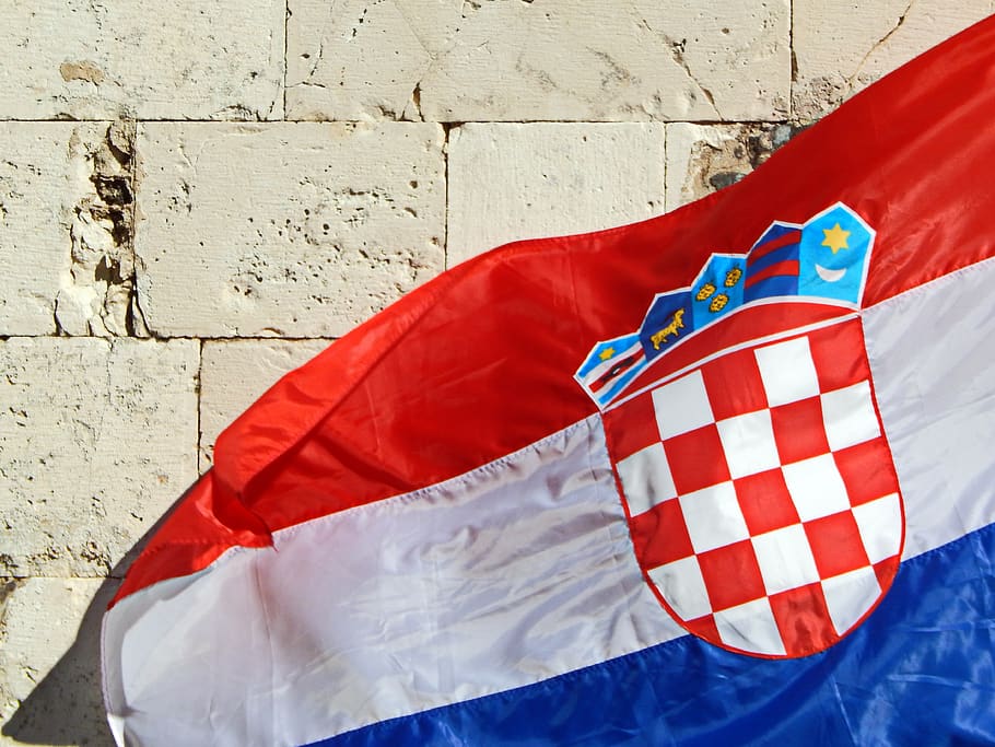 croatian flag, hrvatska zastava, hrvatski grb, wind, blow, country, HD wallpaper