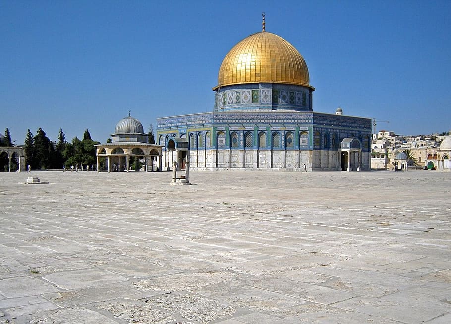 white and green mosque, Dome Of The Rock, Shrine, Temple, Old