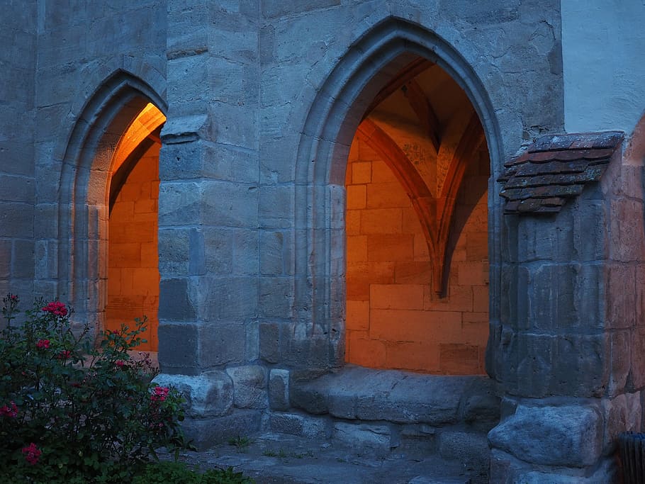 gray concrete window, bow window, insight, cloister, monastery of lorch HD wallpaper