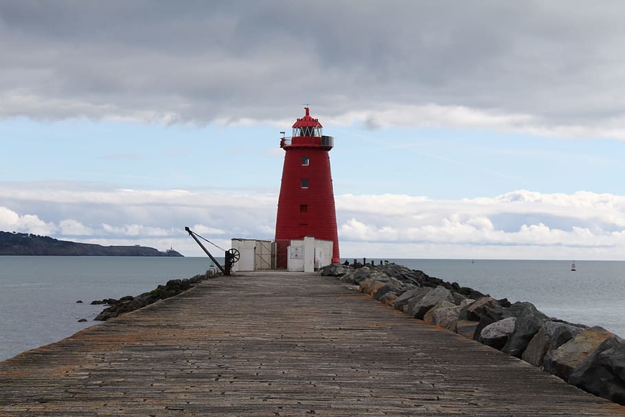 poolbeg lighthouse, dublin, dublin bay, ireland, direction, HD wallpaper