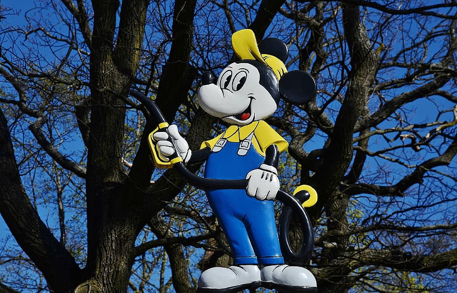 mickey, mouse, mickey mouse, tree, sky, representation, plant HD wallpaper