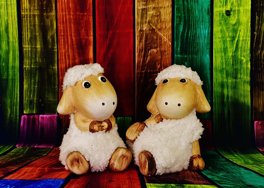 Figures, Sheep, Cute, Background, funny, kunterbunt, no people HD wallpaper