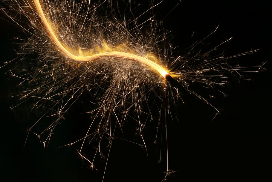 yellow firecracker, sparkler, fireworks, celebrate, july 4th, HD wallpaper