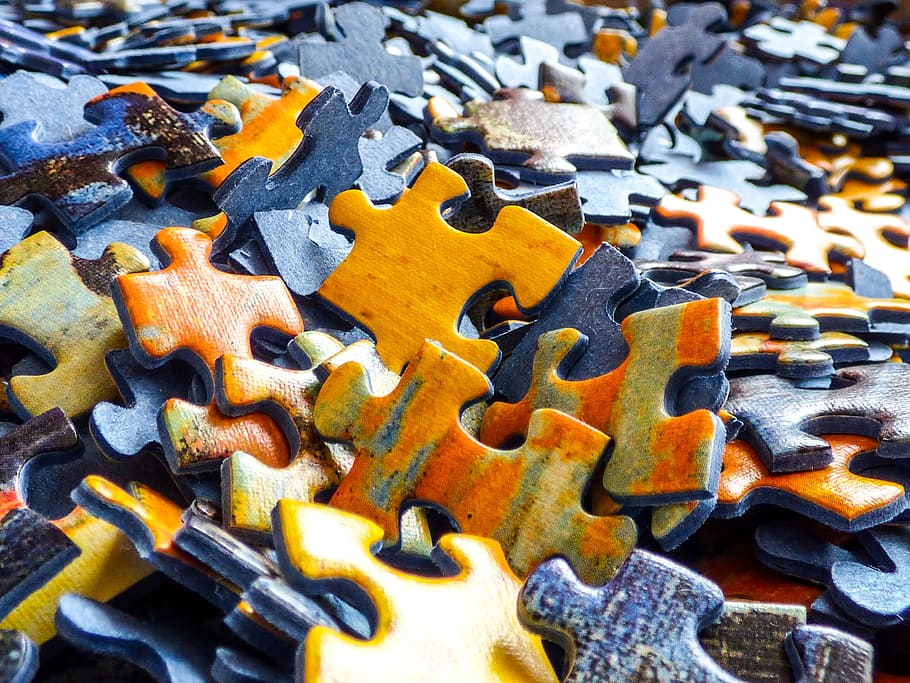 jigsaw puzzle piece lot, game, entertainment, logic, child, no people, HD wallpaper