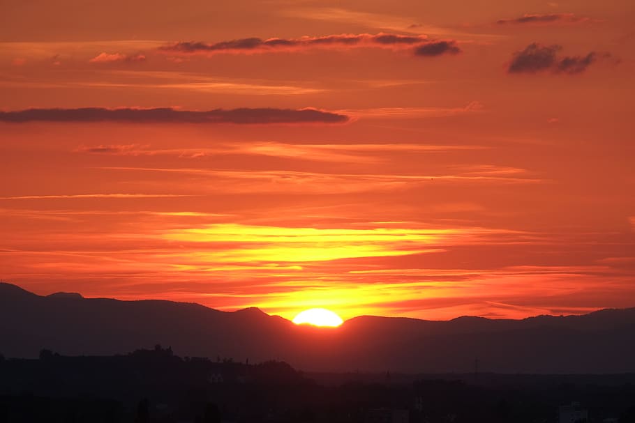 sunset, sky, red, afterglow, beauty in nature, scenics - nature HD wallpaper