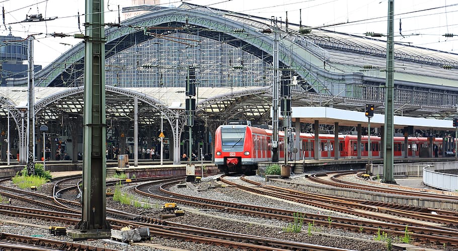 cologne, train, central station, station roof, steel structure