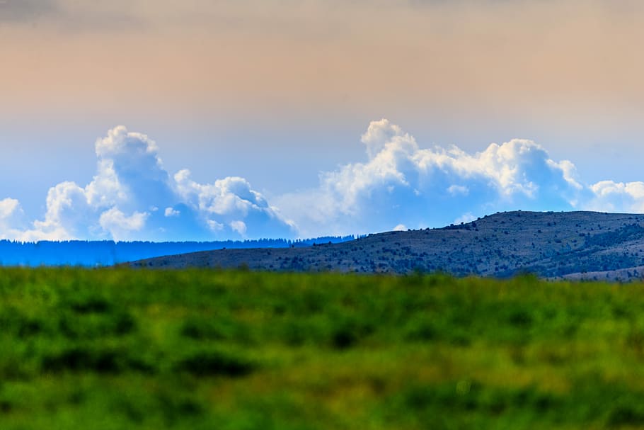 Building Clouds, mountain at daytime, grass, green, landscape HD wallpaper