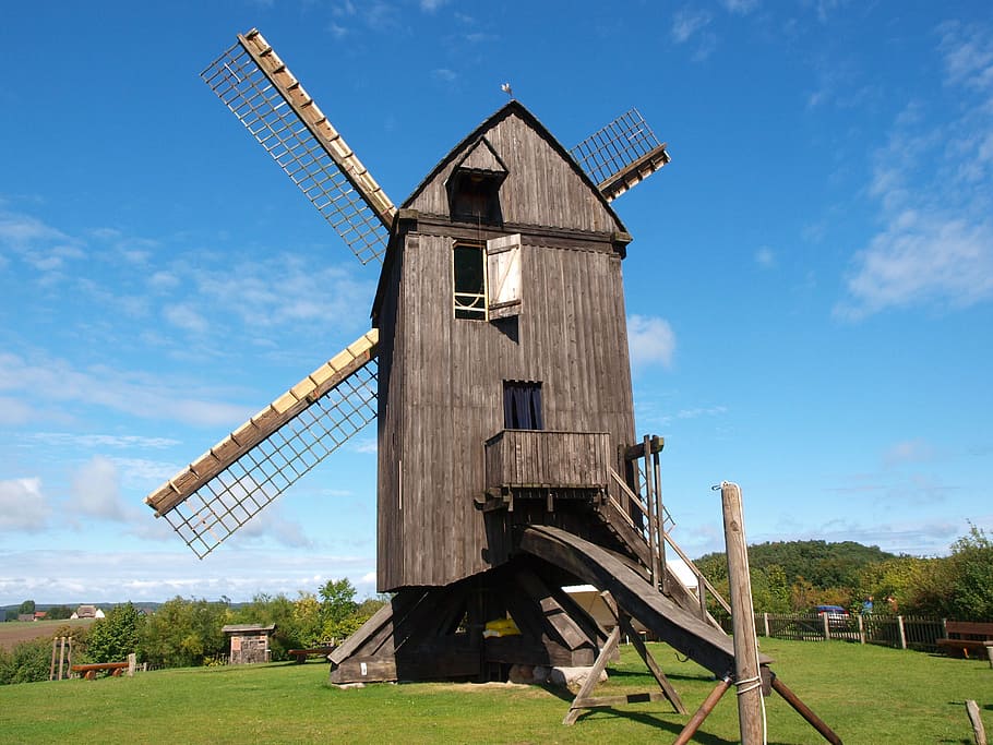 Island, Usedom, Windmill, environmental conservation, alternative energy HD wallpaper