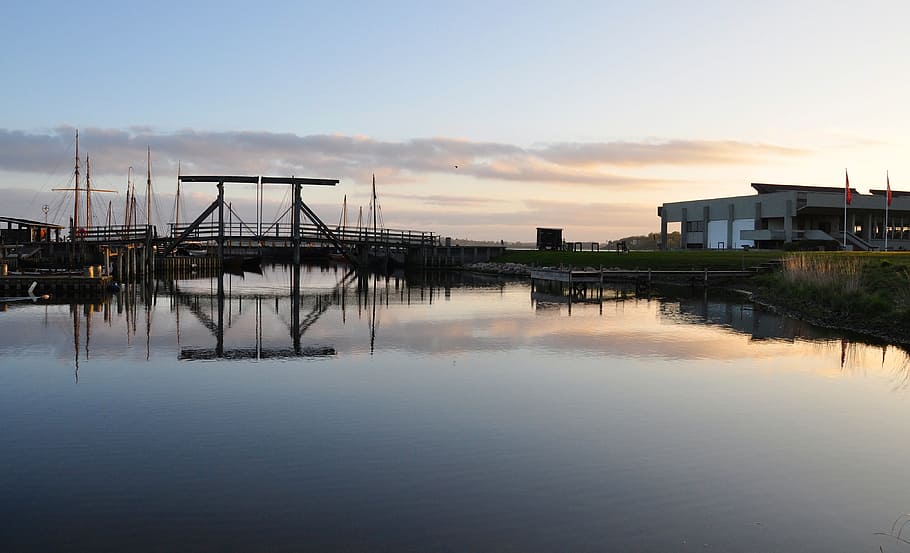 Roskilde, Netherlands, Sunset, Sky, clouds, scenic, bridge HD wallpaper