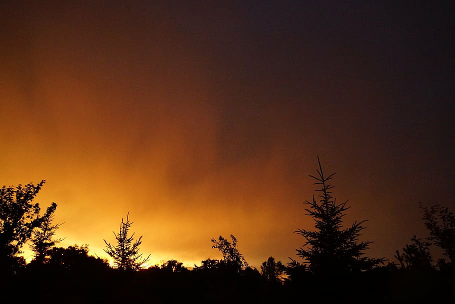 sunset, sky, summer, landscape, orange, clouds, dusk, outdoor HD wallpaper
