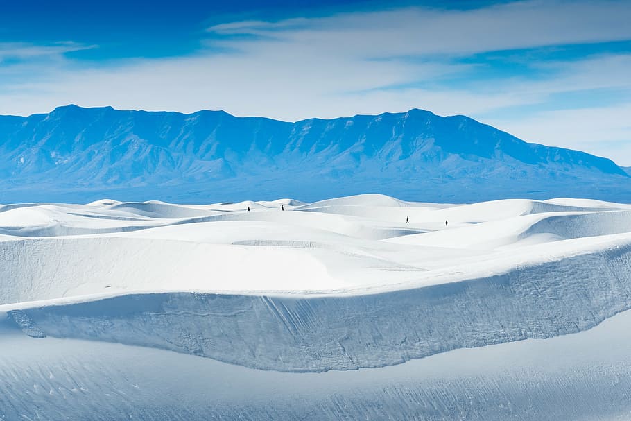 snow mountain, landscape, photo, covered, sand, clouds, sky HD wallpaper