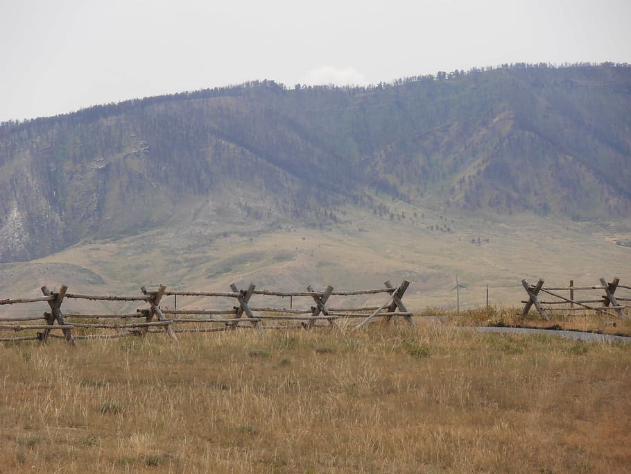 mountains, range, ranch, landscape, fence, barrier, environment HD wallpaper