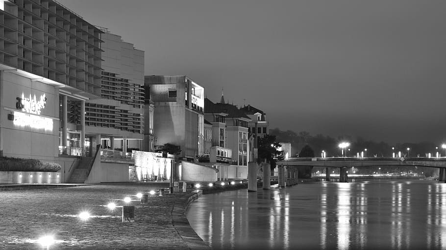 urban, night, light reflections, evening, night lighting, urban landscape HD wallpaper