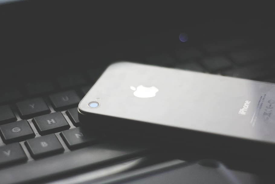 white iPhone on laptop, office, work, workspace, business, gadgets HD wallpaper