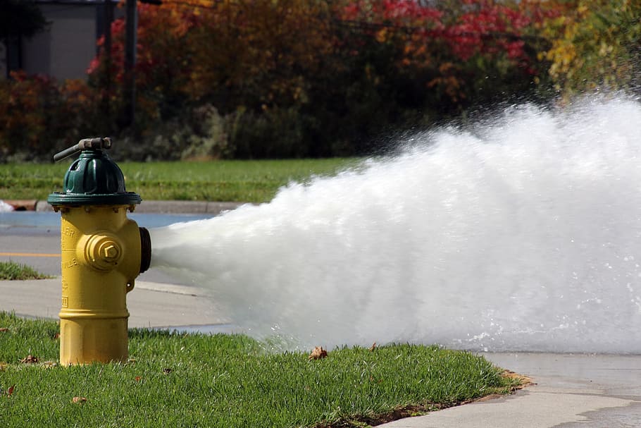 HD wallpaper: hydrant, fire plug, vented, flushing, water, stream, flow