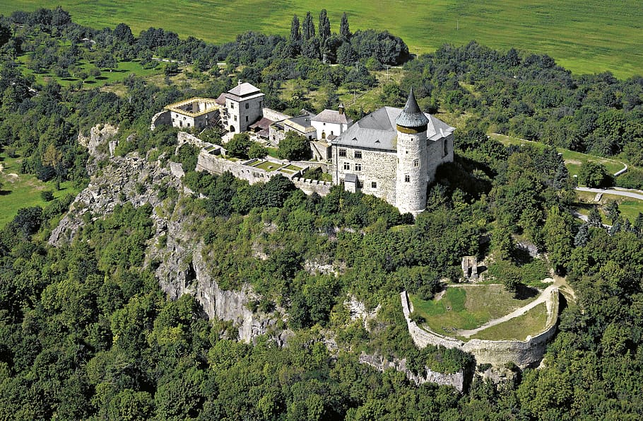 castle, kunětická hora, aerial view, czech republic, architecture, HD wallpaper