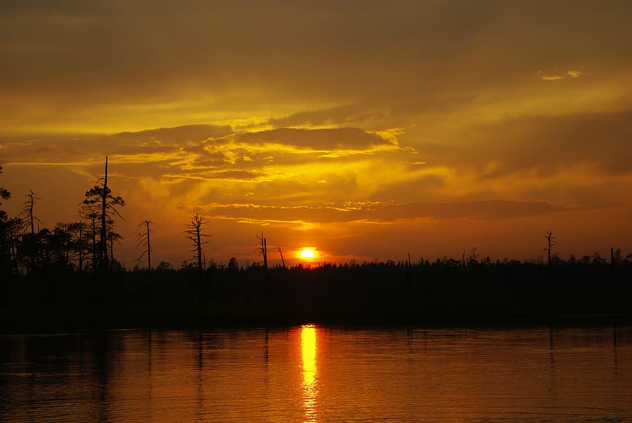sunset, clouds, lake, sky, cloud - sky, beauty in nature, scenics - nature HD wallpaper