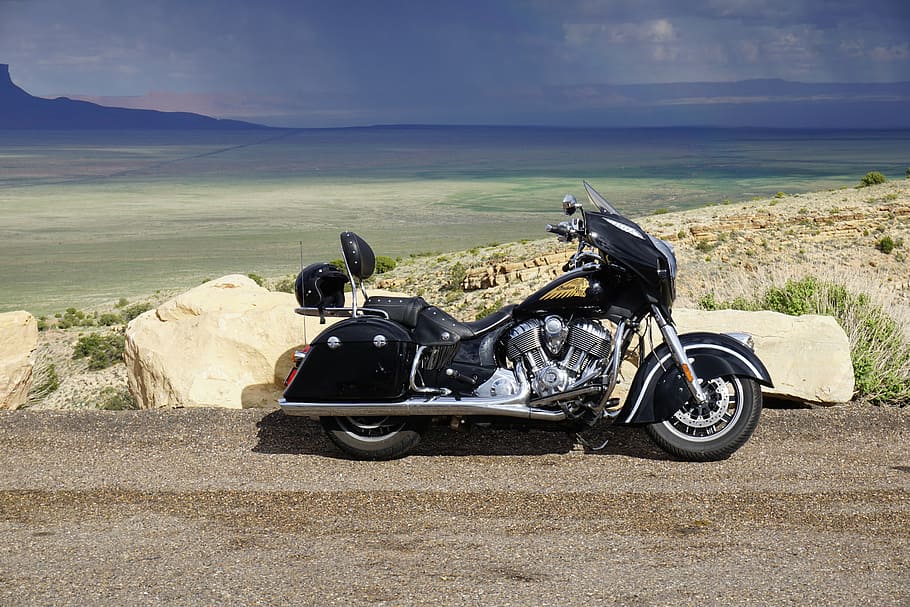 touring motorcycle near of seashore, usa west, rainbow, land Vehicle HD wallpaper
