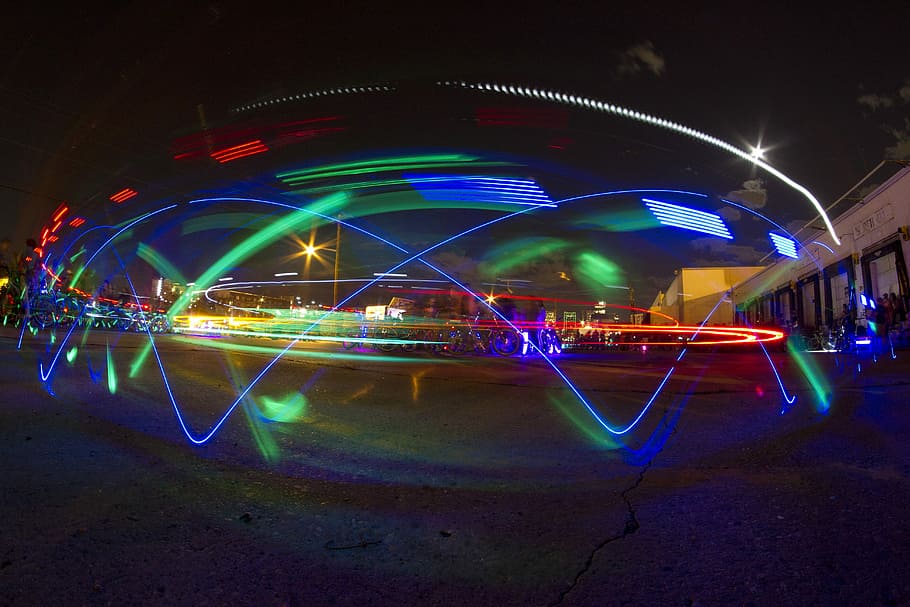 Neon Light Displays in Denver, Colorado, city, photos, night
