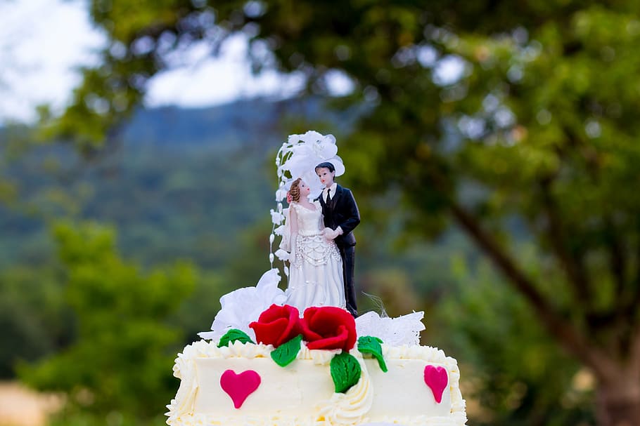 wedding, cake, marry, wedding cake, decoration, sweet, marzipan, HD wallpaper