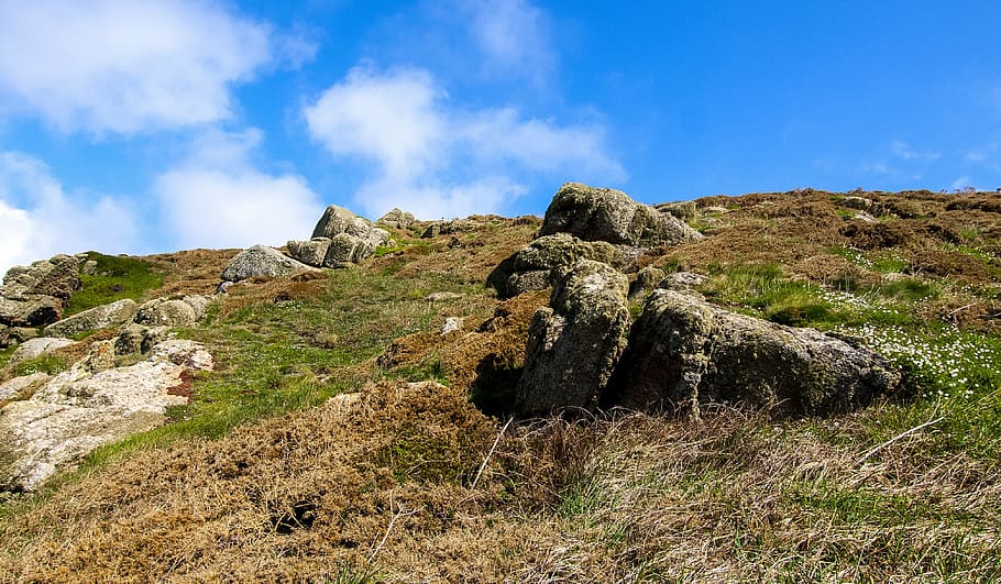 landscape, nature, cornwall, mountain, grass, rock - Object HD wallpaper