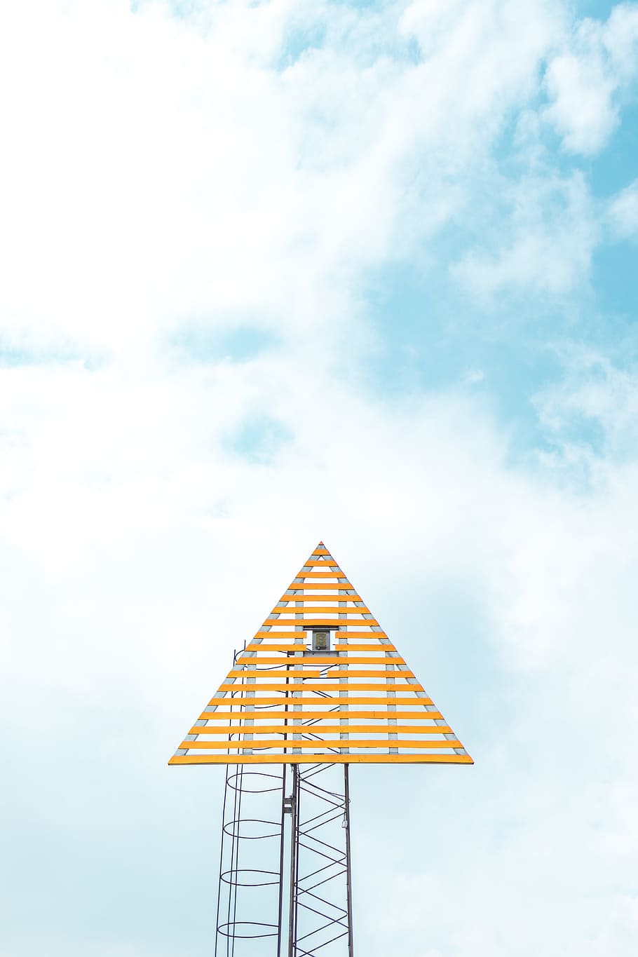 triangular, tower, camera, blue, sky, architecture, cloud - sky HD wallpaper