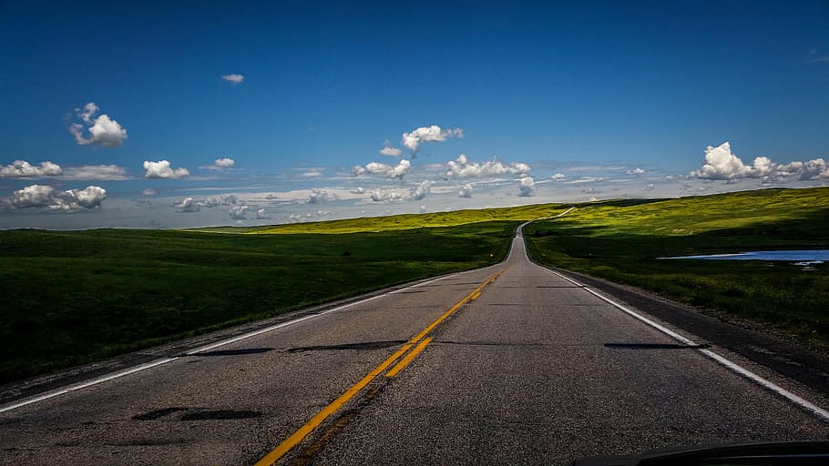 photo of road during daytime, sky, landscape, rural, nature HD wallpaper